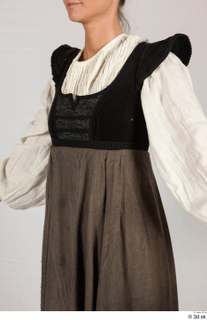  Photos Woman in Historical Dress 52 16th century Historical clothing black-brown dress upper body white shirt 0002.jpg